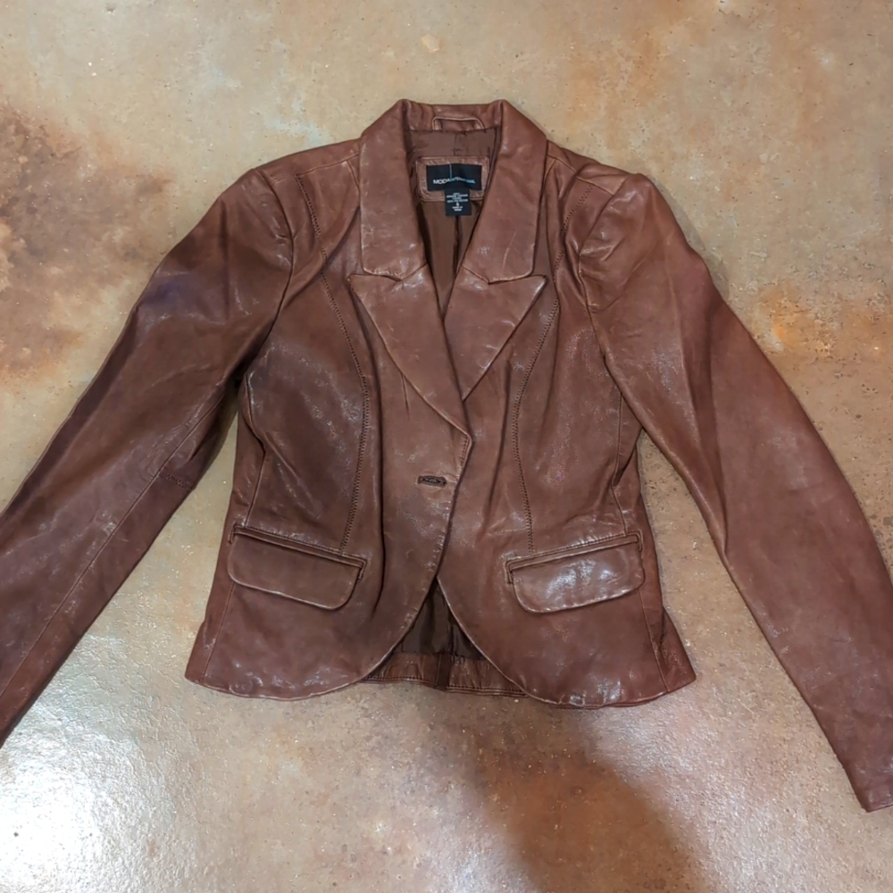 Moda International Womens Genuine Leather Jacket